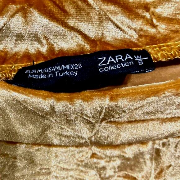 ZARA WB Crushed Velvet Gold Dress Size Medium - Picture 7 of 7
